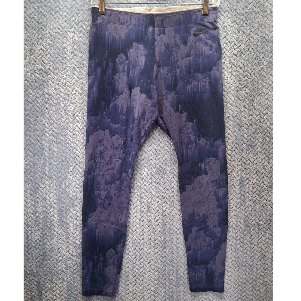 Nike Sportswear Womens Medium Purple Abstract Glacier Print Leggings NSW AOP1